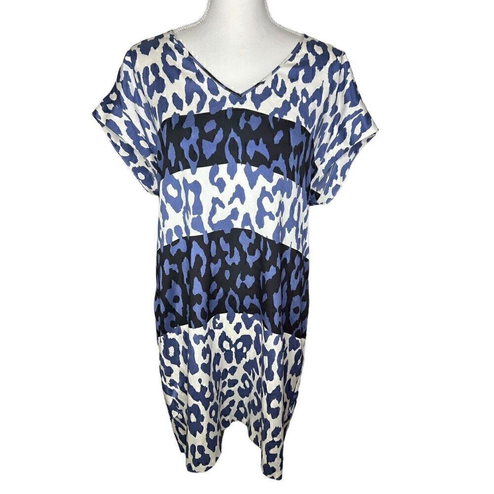Derek Lam 10 Crosby Silk Criss Cross Back Cap Sleeve Animal Print Dress Size 10